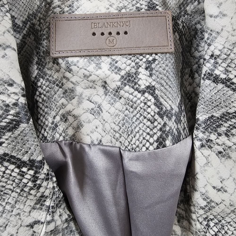 Blank NYC Gray Snake-Print Faux Leather Moto Jacket - Picture 3 of 6